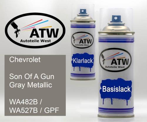 Chevrolet, Son Of A Gun Gray Metallic, WA482B / WA527B / GPF: 400ml Sprühdose + 400ml Klarlack - Set, von ATW Autoteile West.